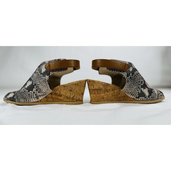 Dolce Vita dv8 Sandals Sz-7 Gray Snake Print Cork Wedge Strap Buckle Trendy - Picture 12 of 16